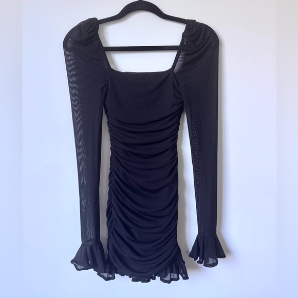 Oh Polly Mesh Long Sleeve Mini Dress in Black - Size 2 - Picture 6 of 10